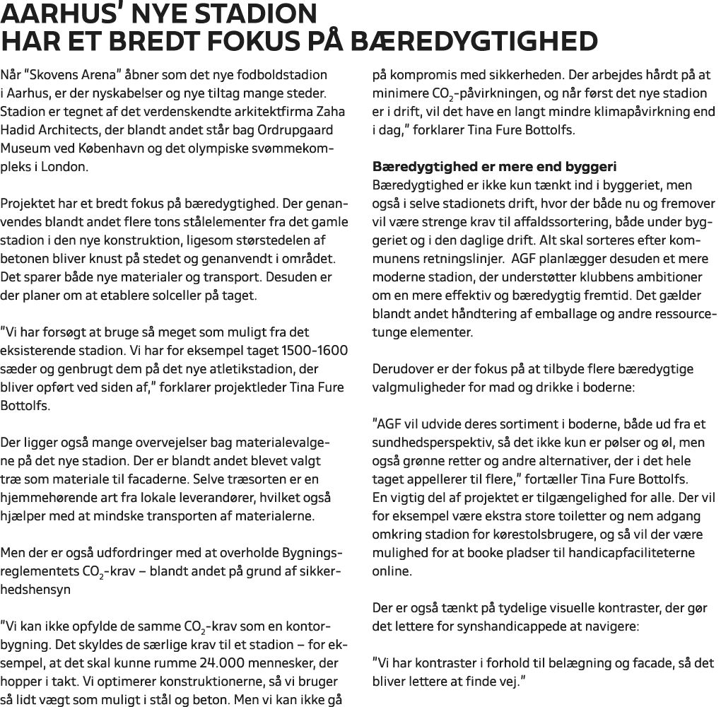 Aarhus' nye stadion har et bredt fokus p b redygtighed N r “Skovens Arena”  bner som det nye fodboldstadion i Aarhus...