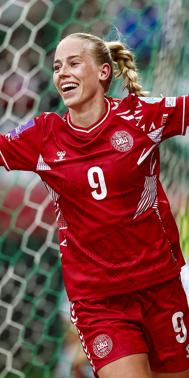 [DK=20240409: EURO 2025 Kval p Viborg Stadion - Danmark vs. Belgien - Amalie Vangsgaard, Danmark jubler efter m let til 2-0] [UK=20240409: EURO 2025 Qual at Viborg Stadium - Denmark vs. Belgium - Amalie Vangsgaard, Danmark]