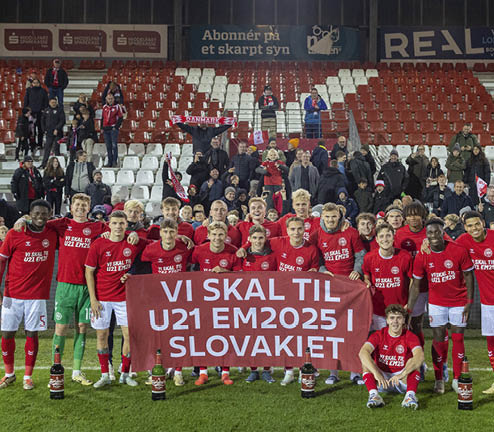 15.10.2024 - U21-herrelandsholdet, EM-Kvalifikationskamp p Vejle Stadion, Danmark vs. Island.  U21 Mens Team, Euro Qualifier in Vejle, Denmark vs. Iceland.  Foto: Claus Birch / Fodboldbilleder.dk